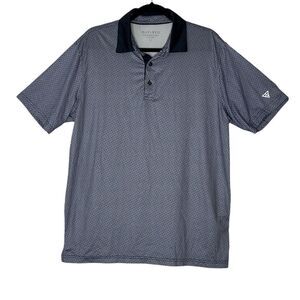 Maelreg‎ Performance Polo Shirt Mens Large Blue Paisley Golf Athletic Stretch